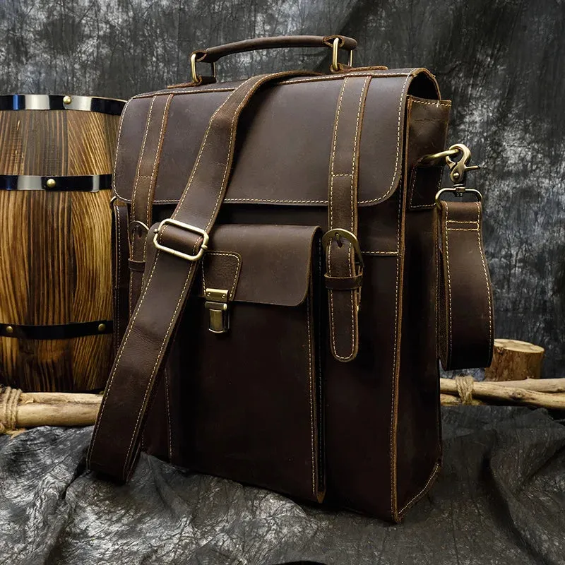 StreamLine Leather Backpack - Tech Sleeve - Brown/Dark Brown - 14 inches