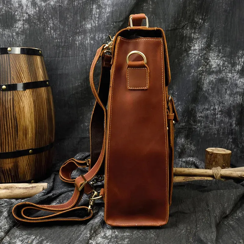StreamLine Leather Backpack - Tech Sleeve - Brown/Dark Brown - 14 inches