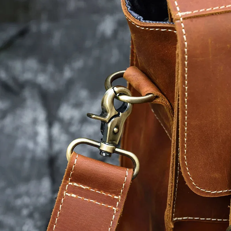 StreamLine Leather Backpack - Tech Sleeve - Brown/Dark Brown - 14 inches