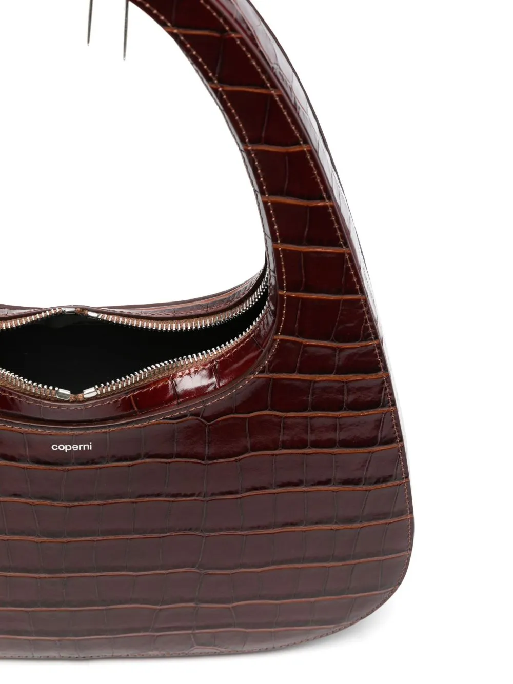 Swipe baguette leather shoulder bag
