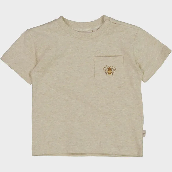 T-Shirt Bee Embroidered in Buttermilk