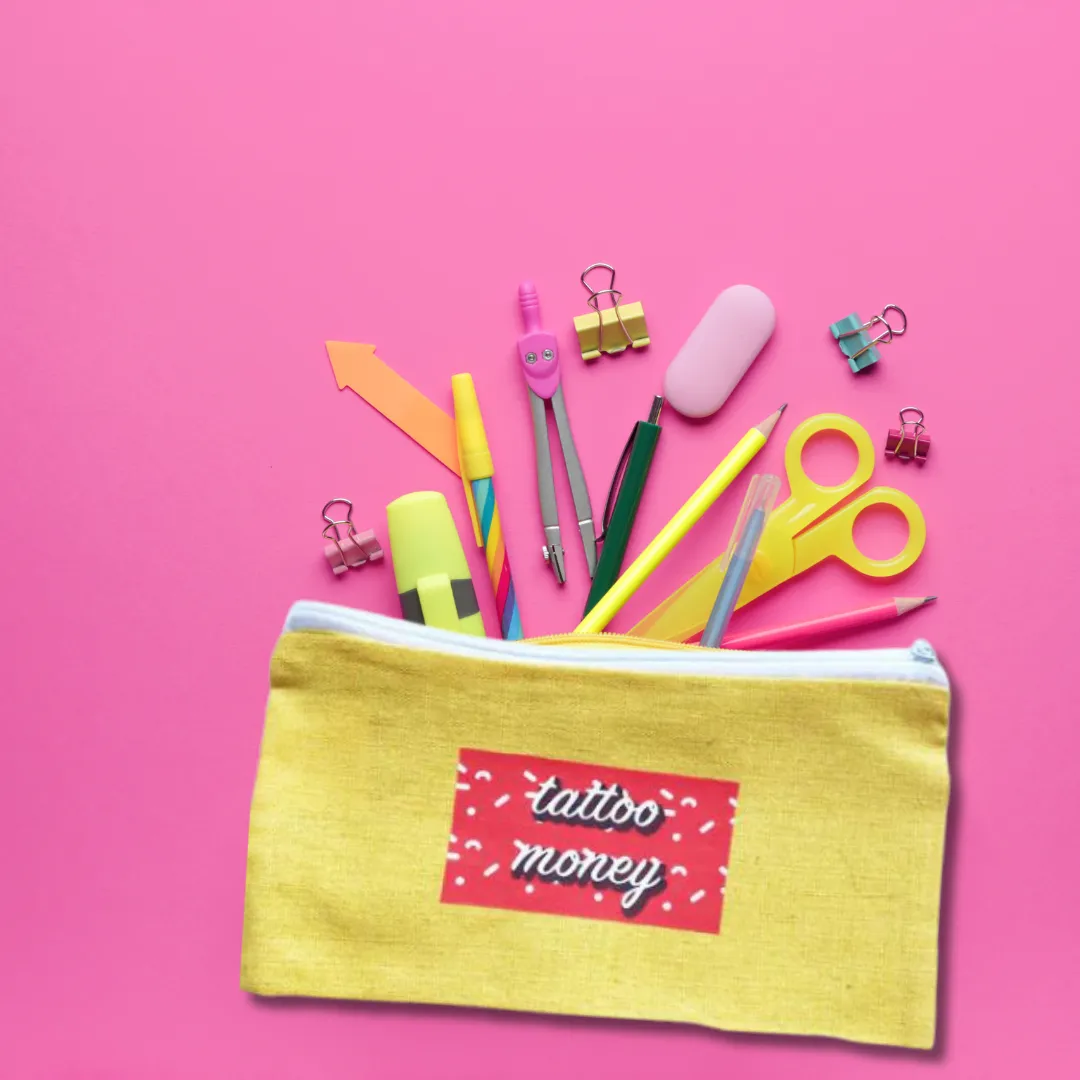 Tattoo money wallet and make up bag