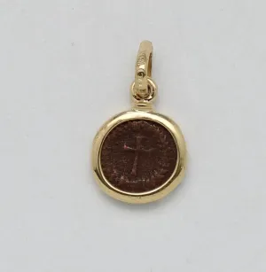 Theodosius II Roman Coin, 18K Gold Pendant, ID14704