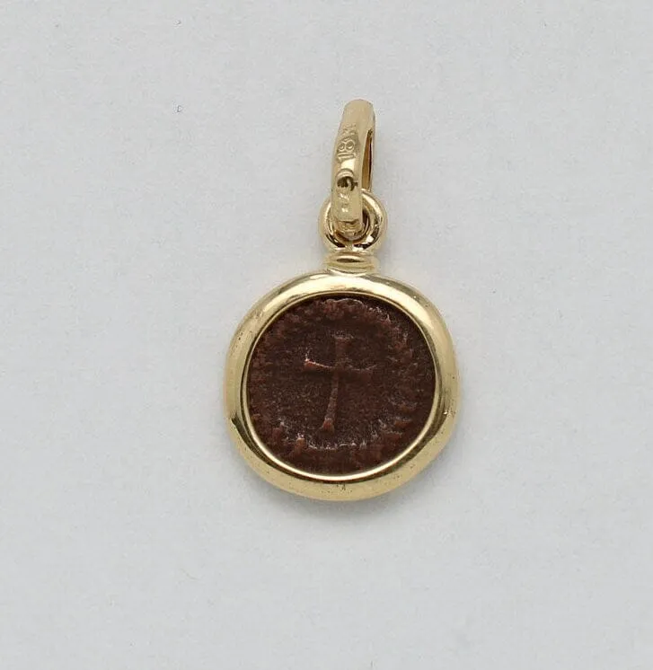 Theodosius II Roman Coin, 18K Gold Pendant, ID14704