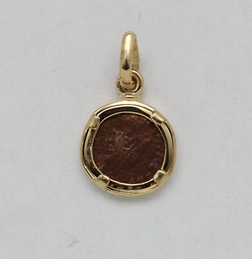 Theodosius II Roman Coin, 18K Gold Pendant, ID14704
