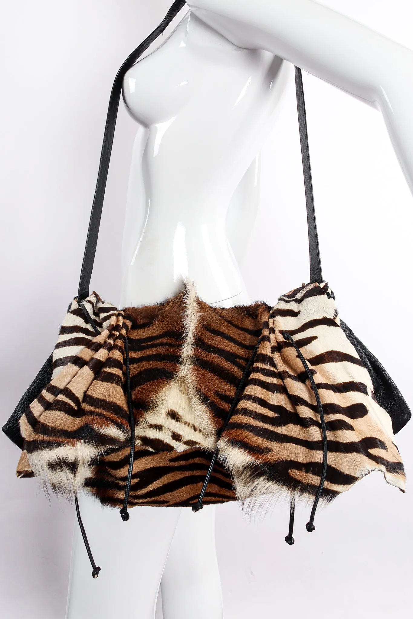 Tiger Print Animal Hair Flap Pouch Bag