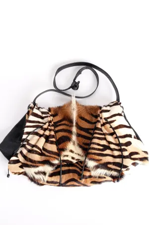 Tiger Print Animal Hair Flap Pouch Bag
