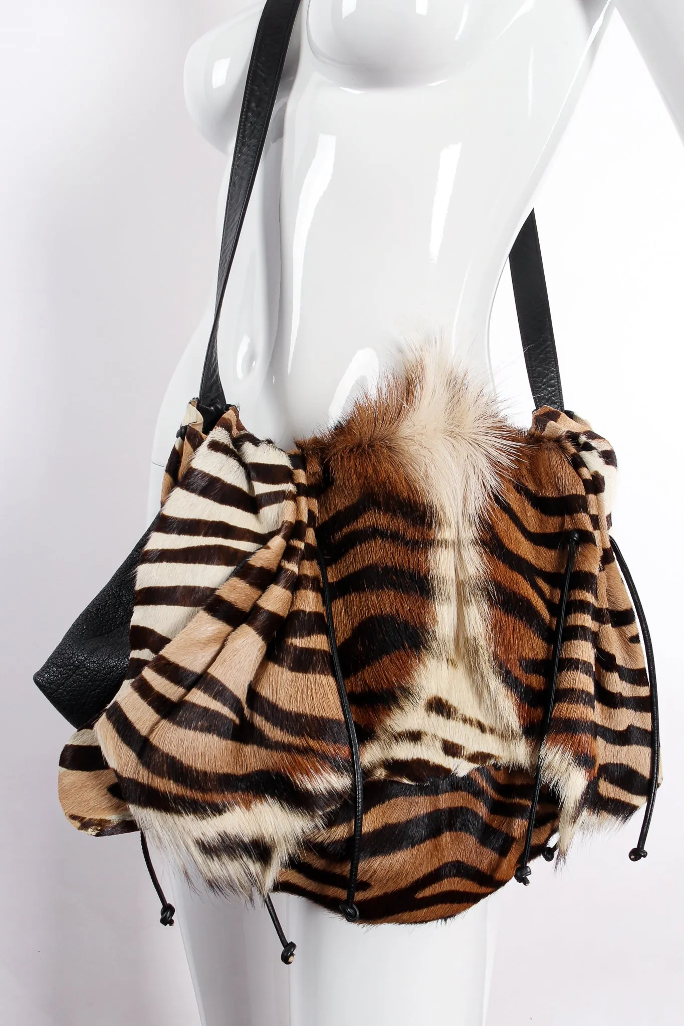 Tiger Print Animal Hair Flap Pouch Bag