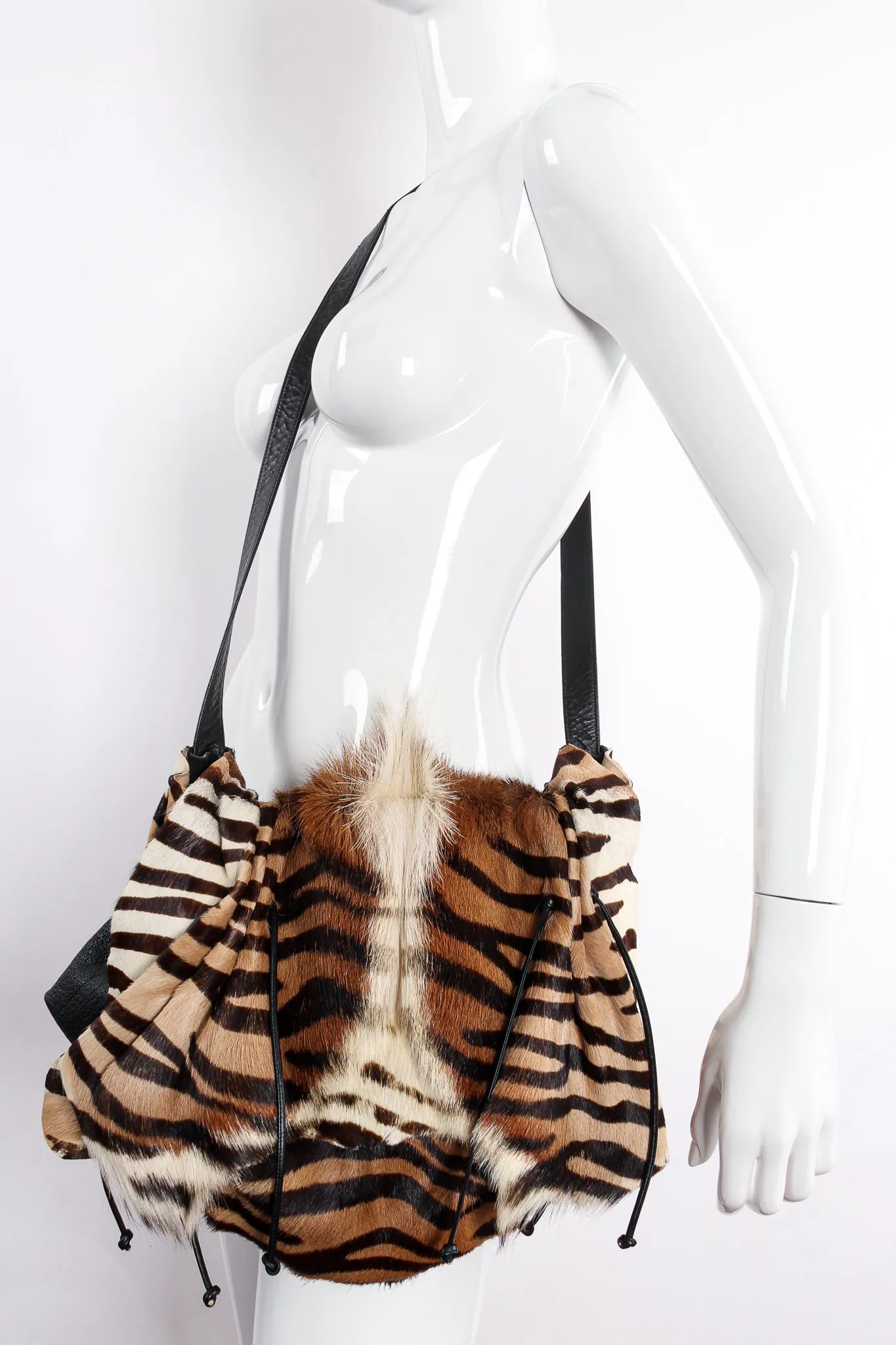Tiger Print Animal Hair Flap Pouch Bag