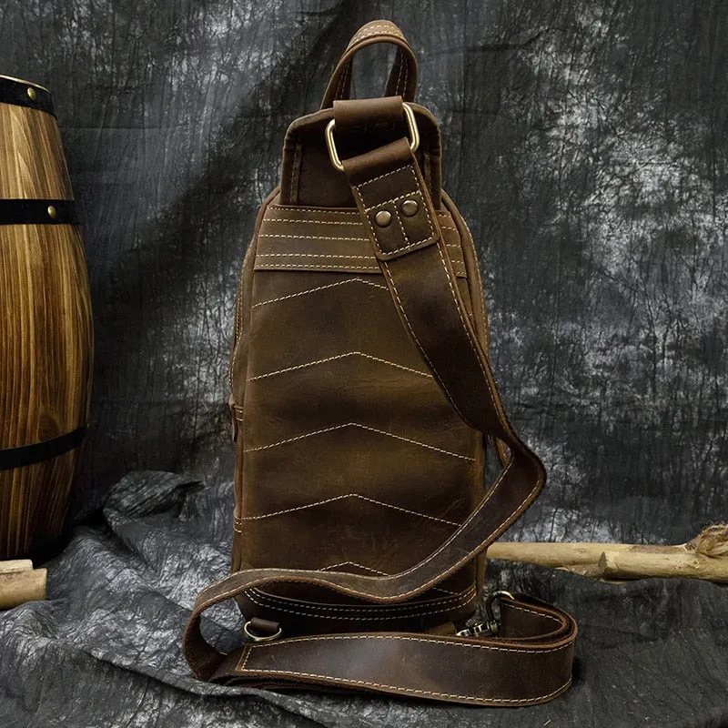 Timberline Leather Single Strap Pack Crossbody Bag Sling Bag - Brown