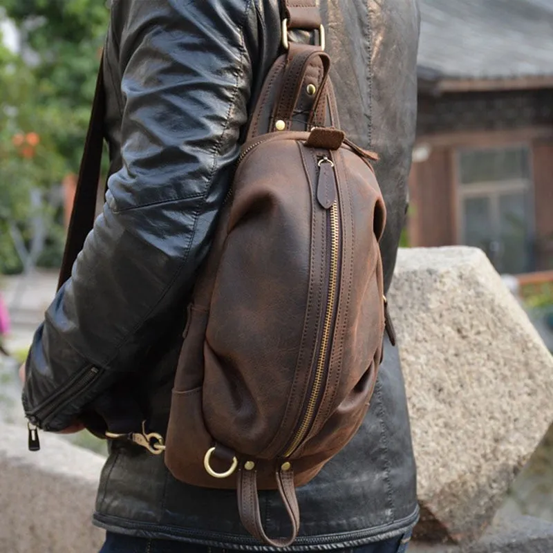 Timberline Leather Single Strap Pack Crossbody Bag Sling Bag - Brown