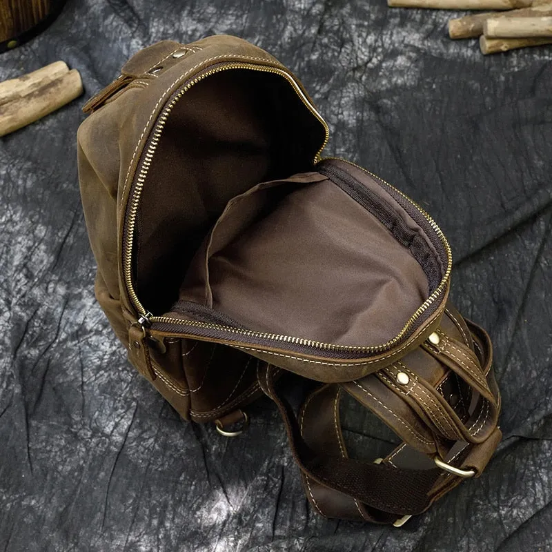 Timberline Leather Single Strap Pack Crossbody Bag Sling Bag - Brown