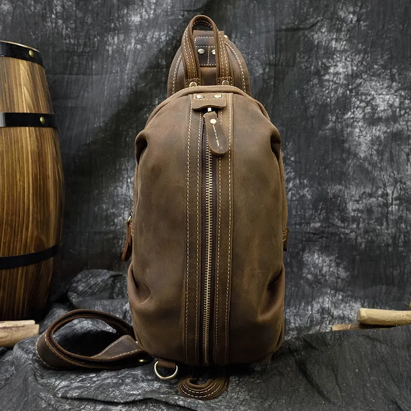 Timberline Leather Single Strap Pack Crossbody Bag Sling Bag - Brown