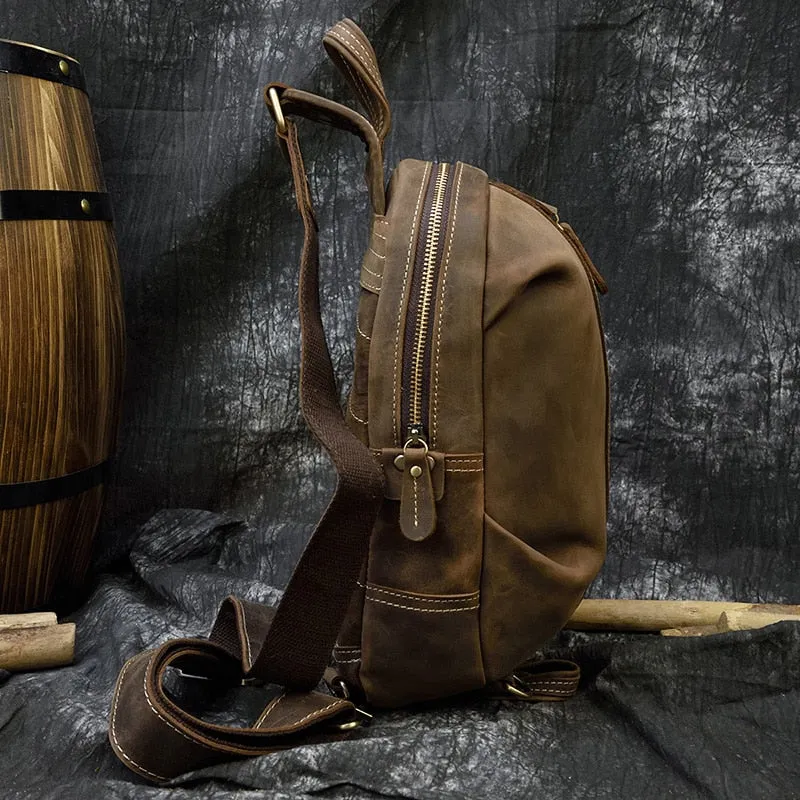 Timberline Leather Single Strap Pack Crossbody Bag Sling Bag - Brown