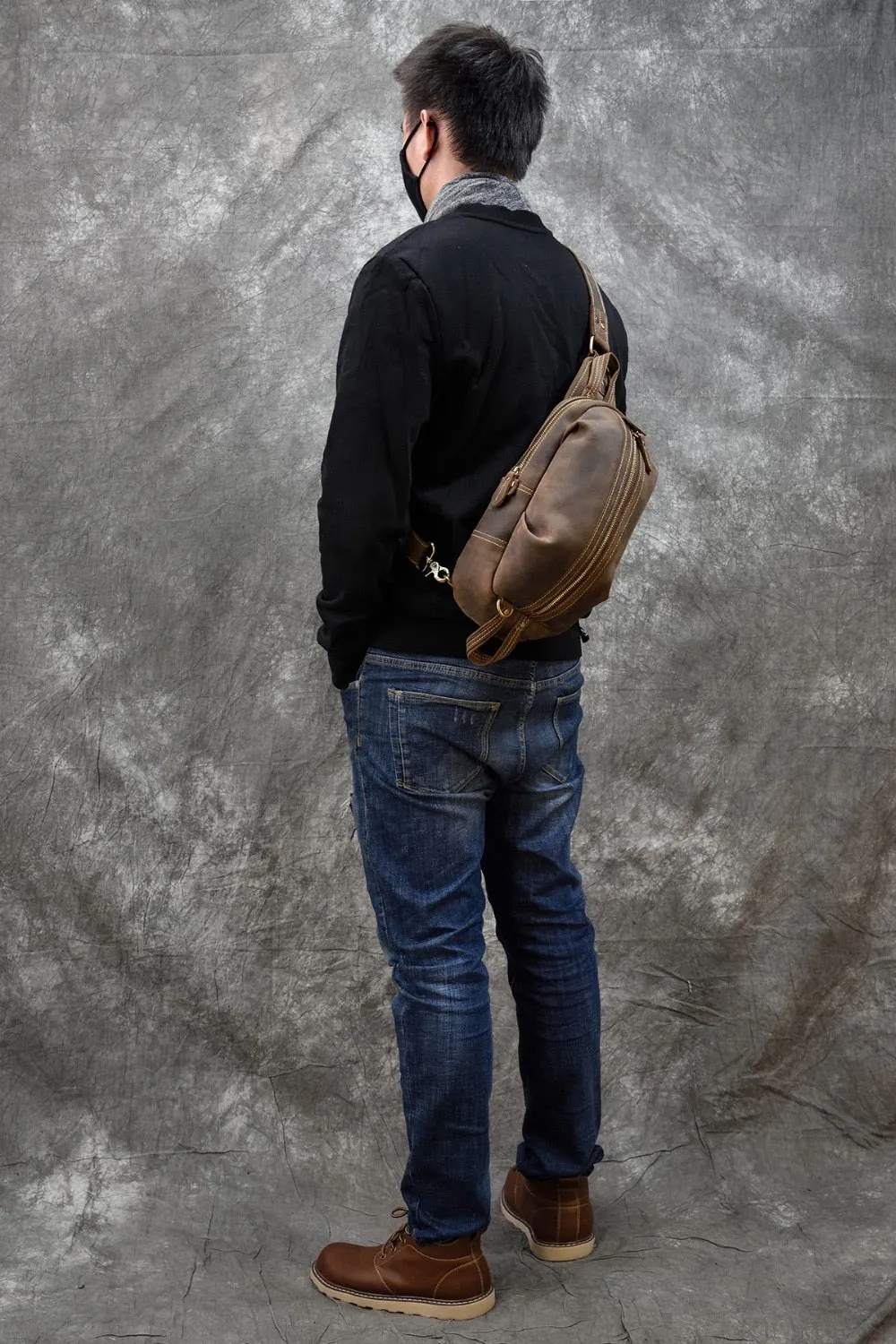 Timberline Leather Single Strap Pack Crossbody Bag Sling Bag - Brown