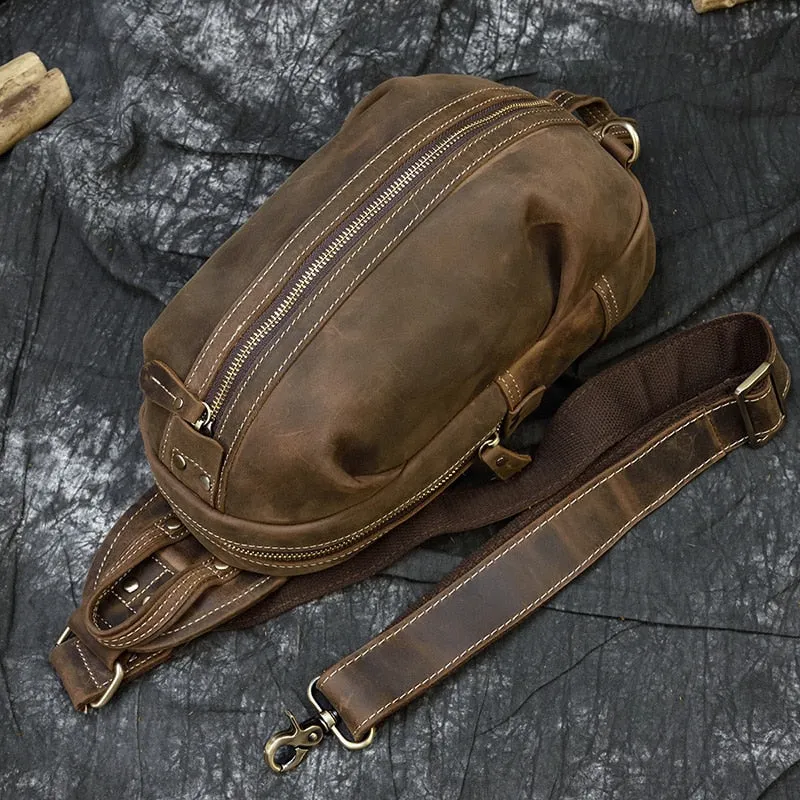 Timberline Leather Single Strap Pack Crossbody Bag Sling Bag - Brown