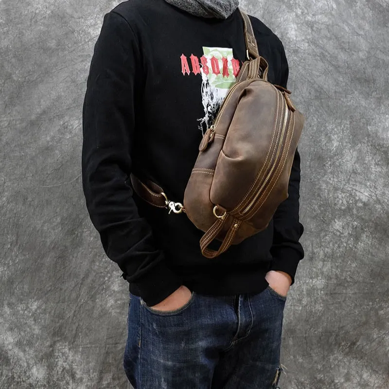 Timberline Leather Single Strap Pack Crossbody Bag Sling Bag - Brown