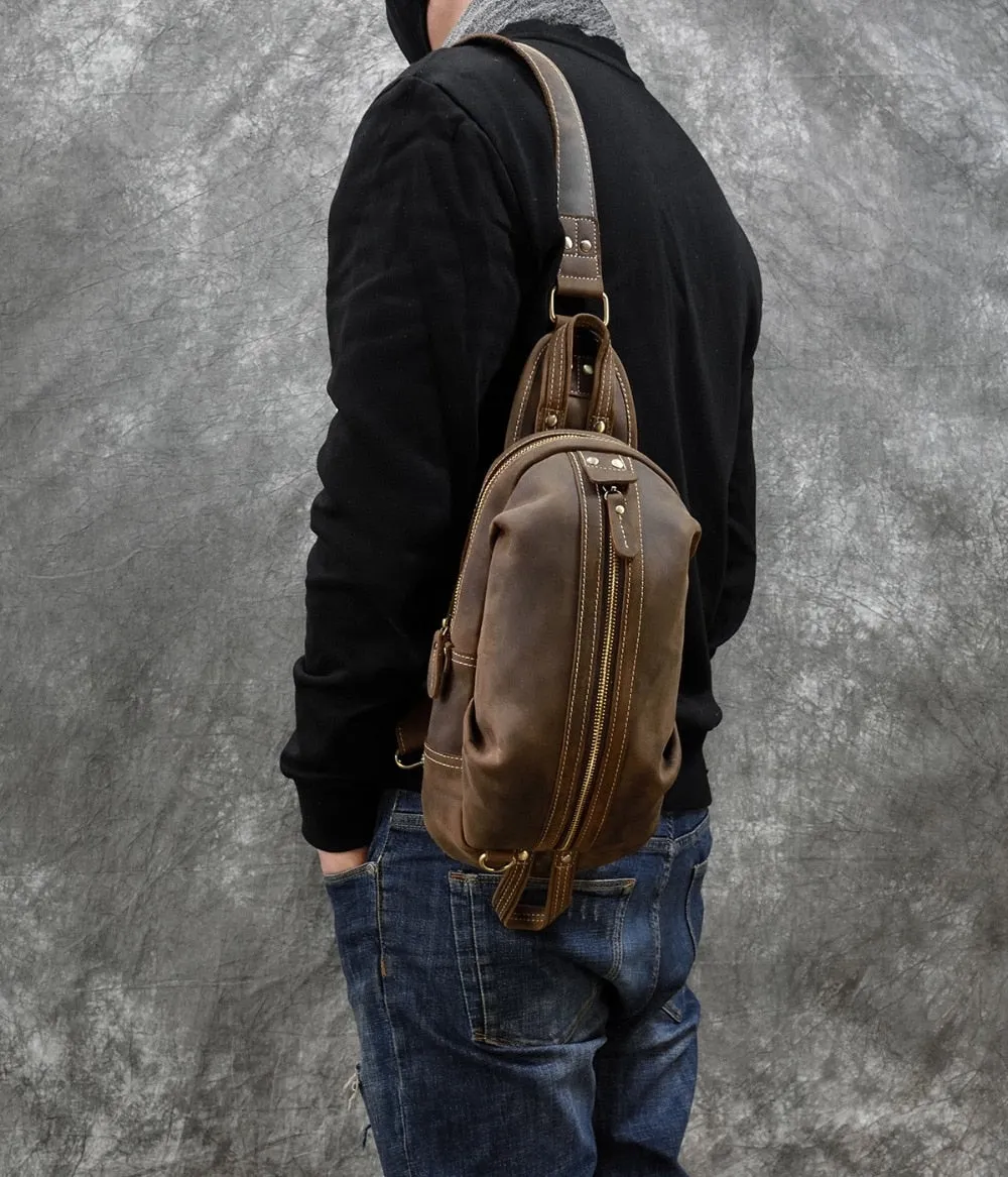 Timberline Leather Single Strap Pack Crossbody Bag Sling Bag - Brown