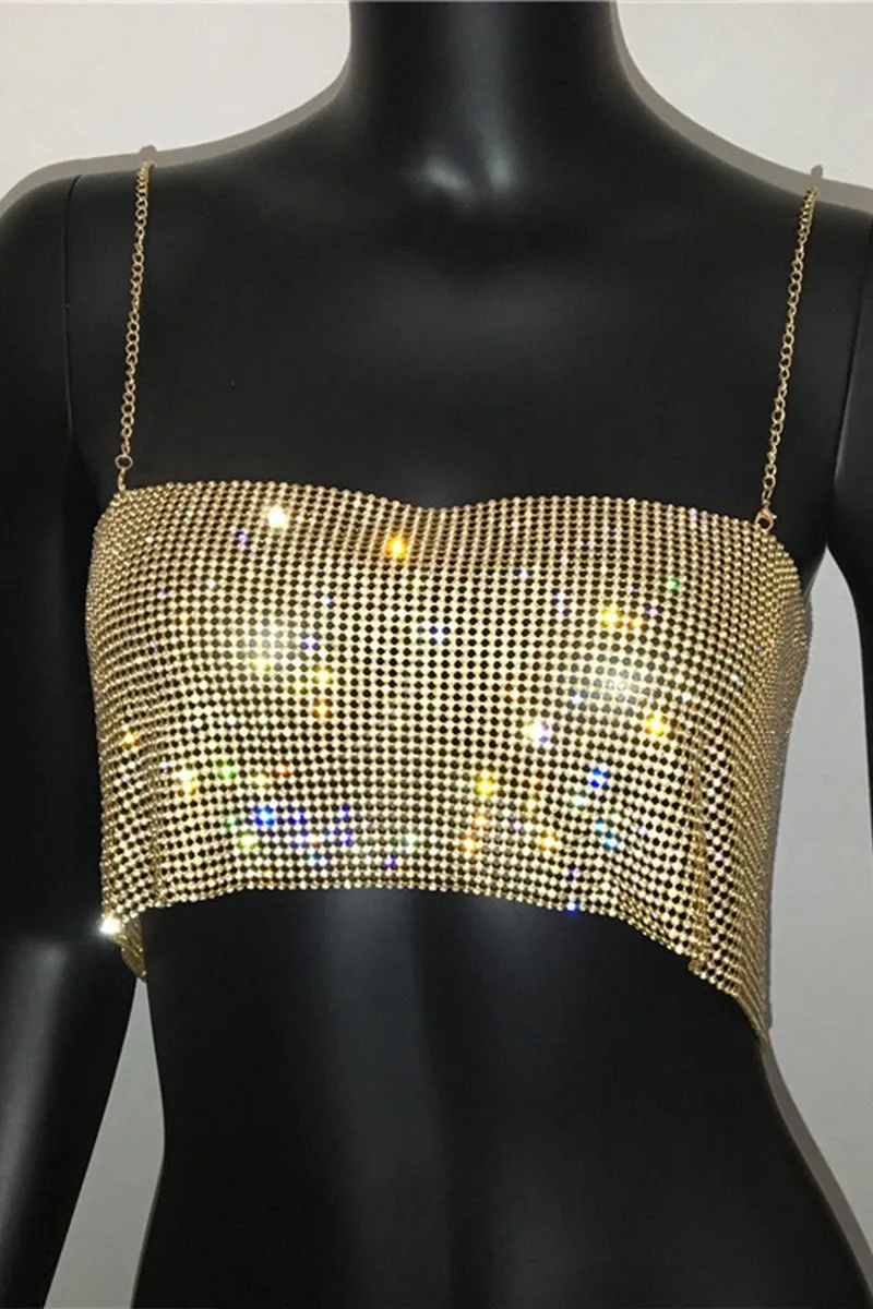 TM0211 Rhinestones Chain Top