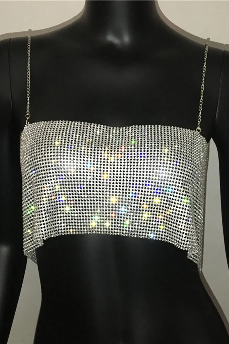 TM0211 Rhinestones Chain Top