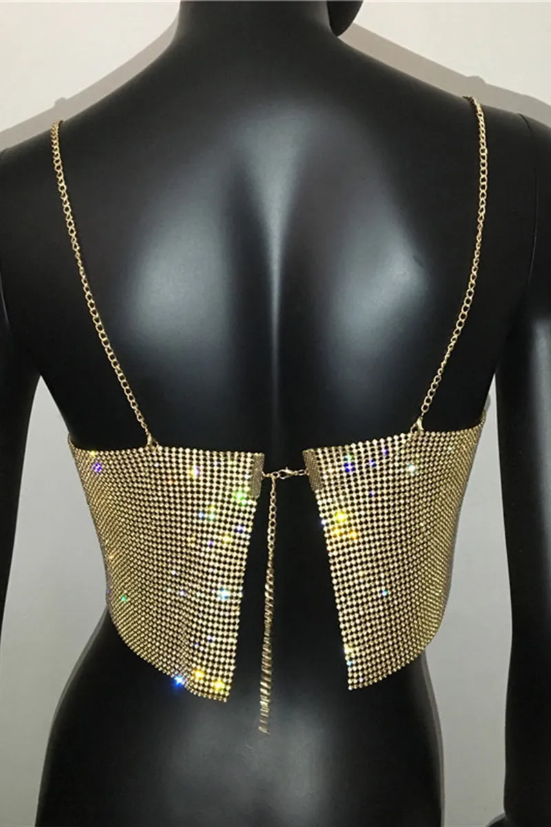 TM0211 Rhinestones Chain Top