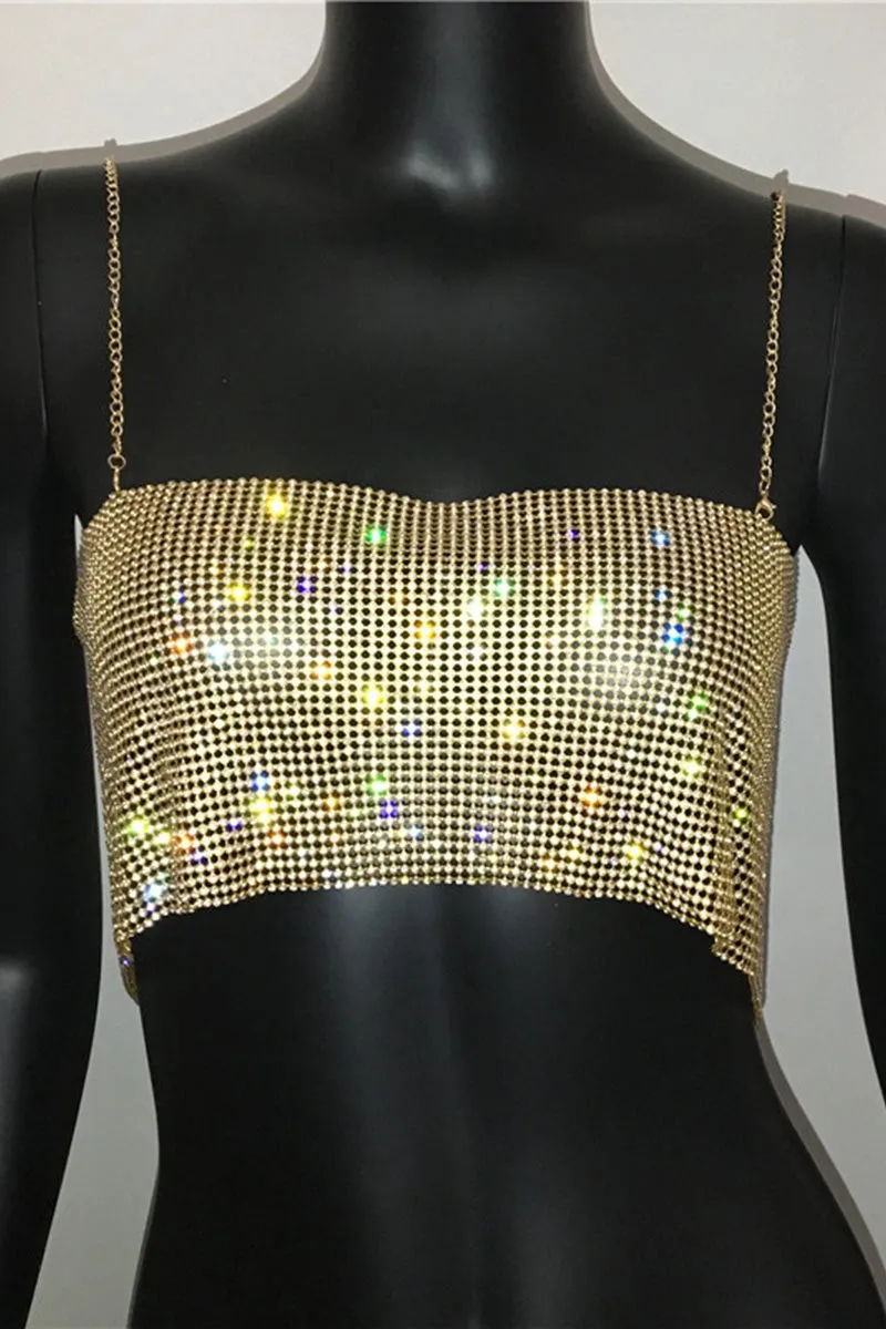 TM0211 Rhinestones Chain Top