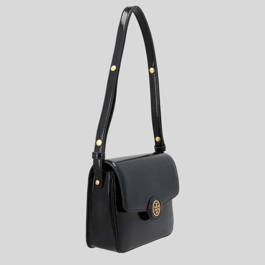 TORY BURCH Robinson Spazzolato Convertible Shoulder Bag Black RB-143122