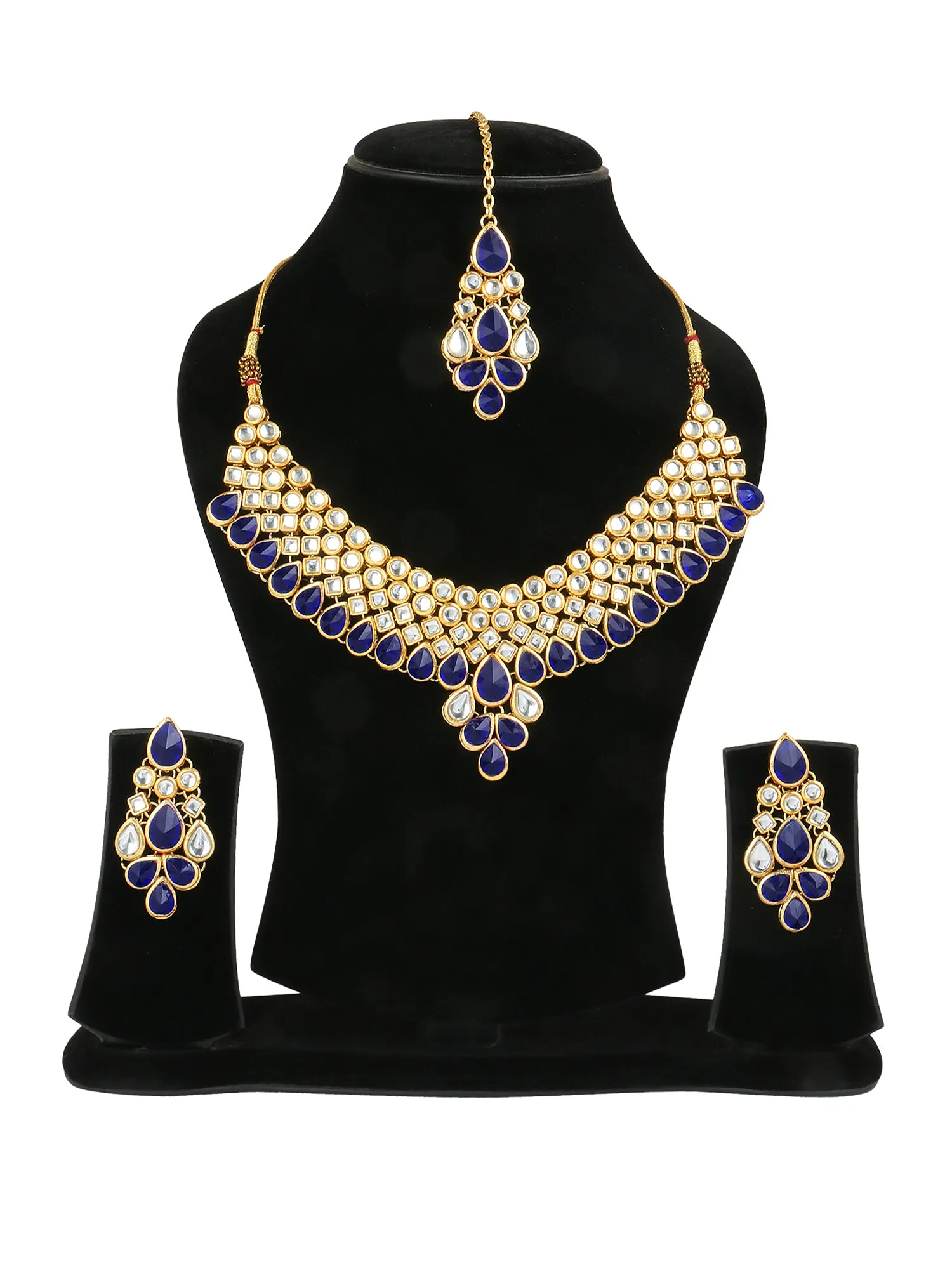 Traditional Kundan Blue Necklace Set