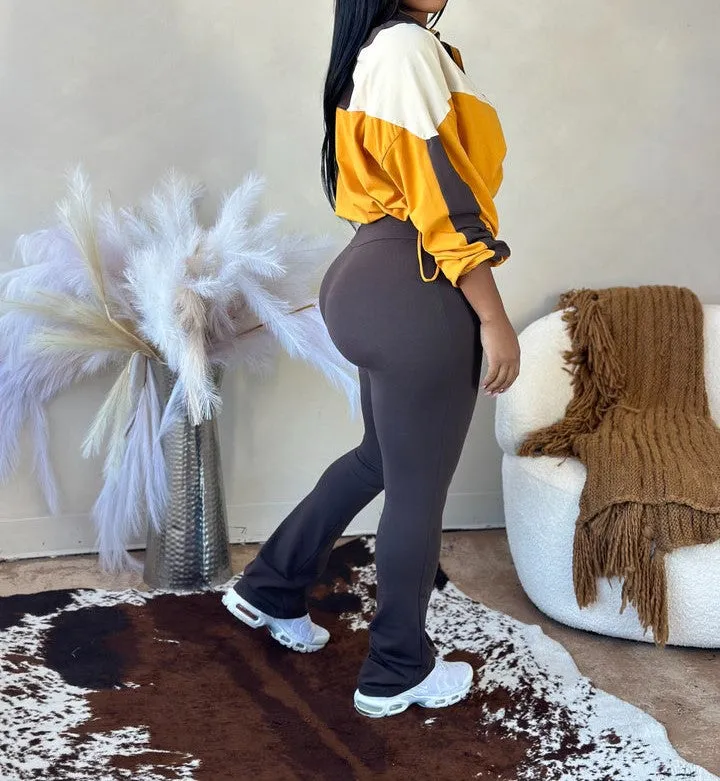 Two-piece trousers with drawstring jacket