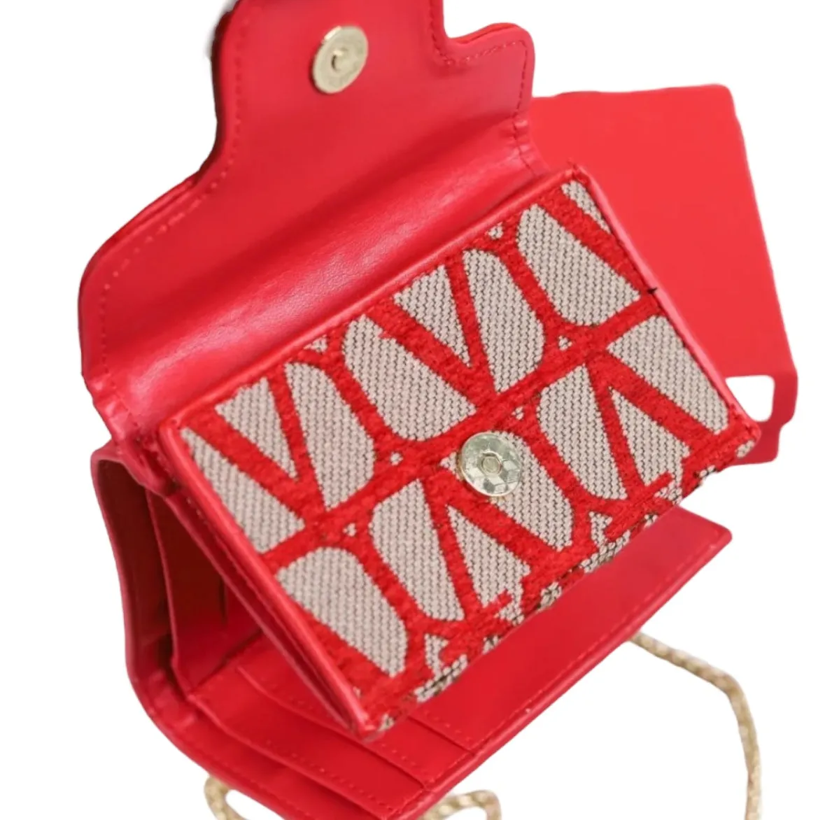 Valentino Garavani Mini Chain Wallet in Monogram Canvas ( wallet and cross bag) 10 *7 cm