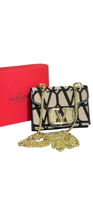 Valentino Garavani Mini Chain Wallet in Monogram Canvas ( wallet and cross bag) 10 *7 cm