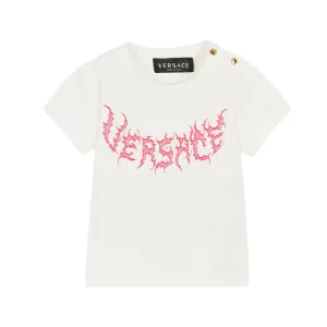 VERSACE LOGO BABY T-SHIRT WHITE/PINK
