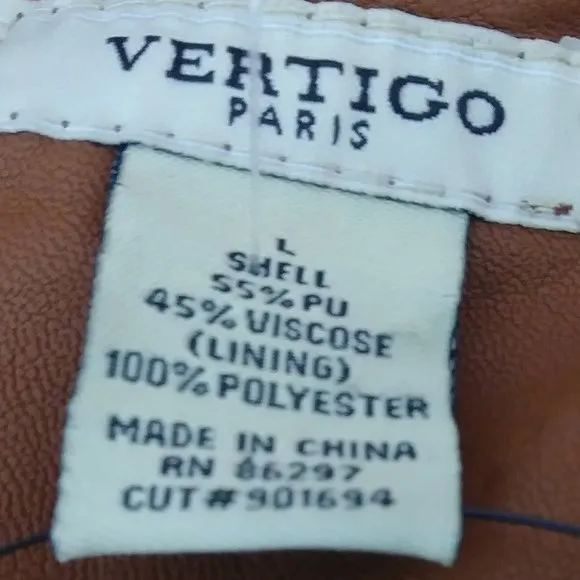 VERTIGO PARIS Faux Leather Jacket Size L