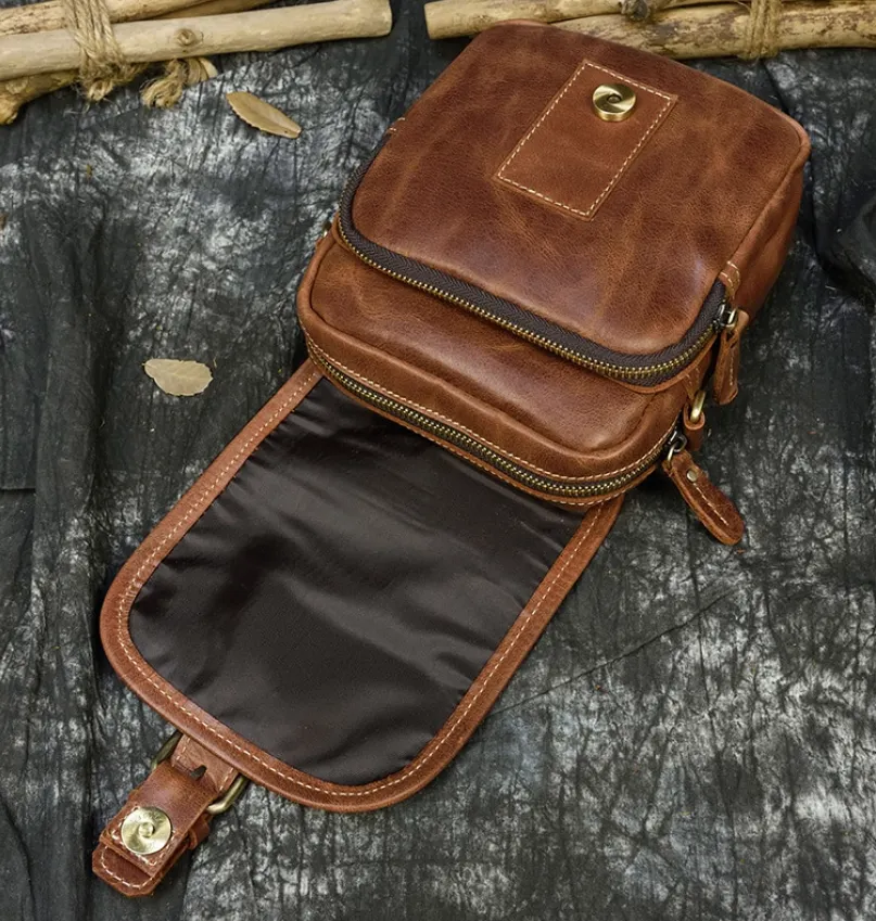 Vintage Crazy Horse Leather Messenger Bag Shoulder Bag Crossbody Bag