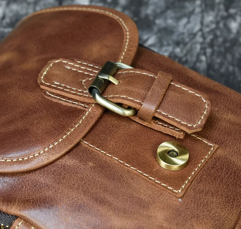 Vintage Crazy Horse Leather Messenger Bag Shoulder Bag Crossbody Bag