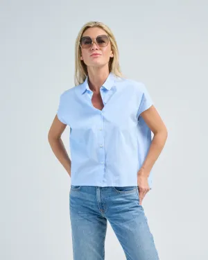 washed cotton drawstring top