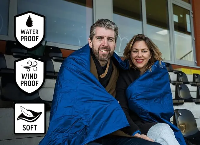 Waterproof Outdoor Blanket Large Fleece Stadium & Camping Blankets for Cold Weather. Perfect for Outdoors, Car, Dogs, Picnic. Windproof, Quilted, Extra Warm, Machine Washable