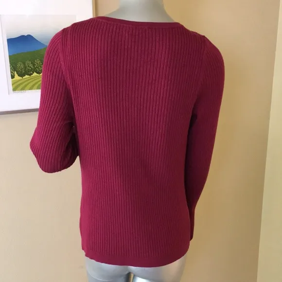 WHBM | Ribbed Snap-Front Henley Dark Sangria