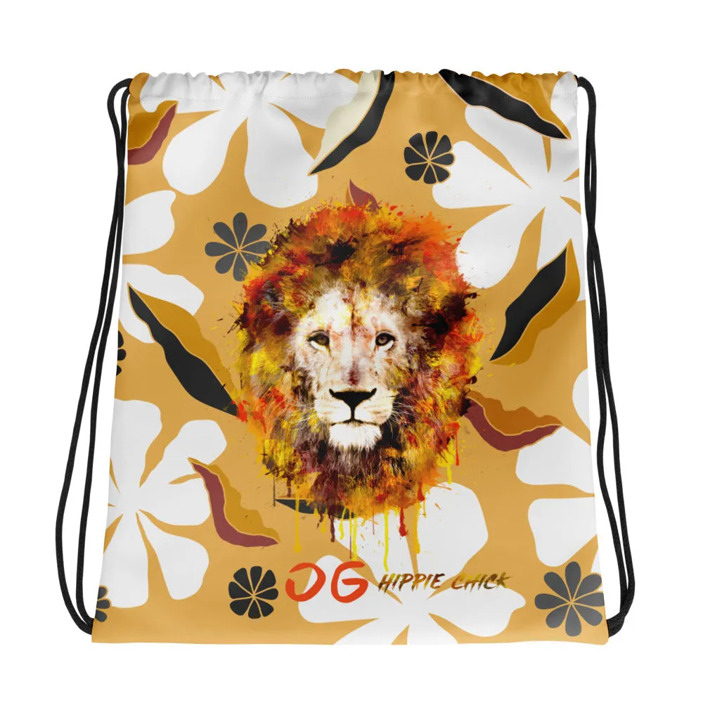 White Flowers Drawstring Bag