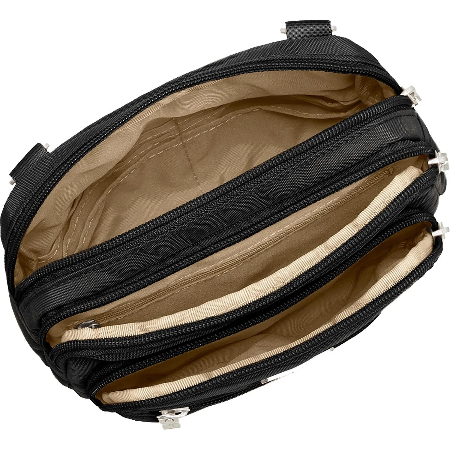 Women's Baggallini Triple Zip Bagg Black/Sand Nylon