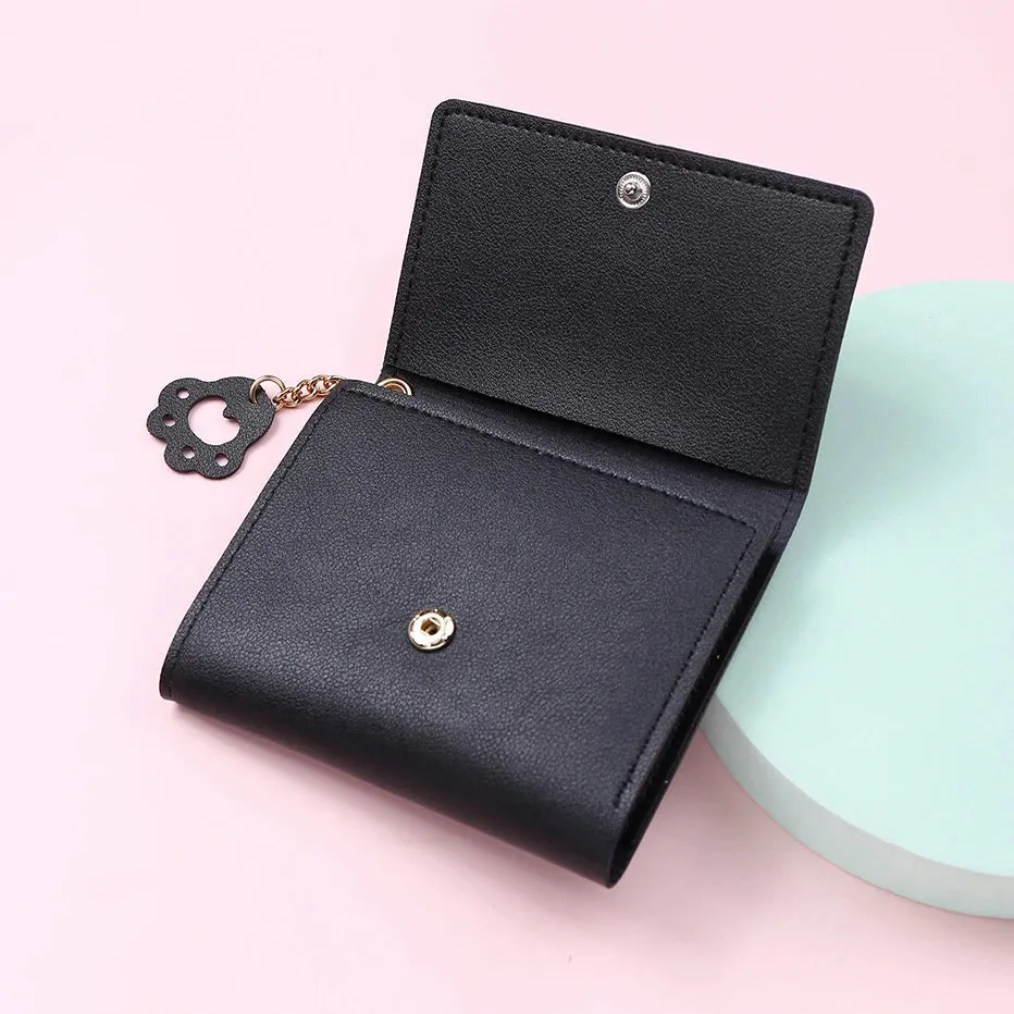 Women's Cute Cat Wallet Female Small Short PU Leather Purse Ladies Card Holder Money Bag