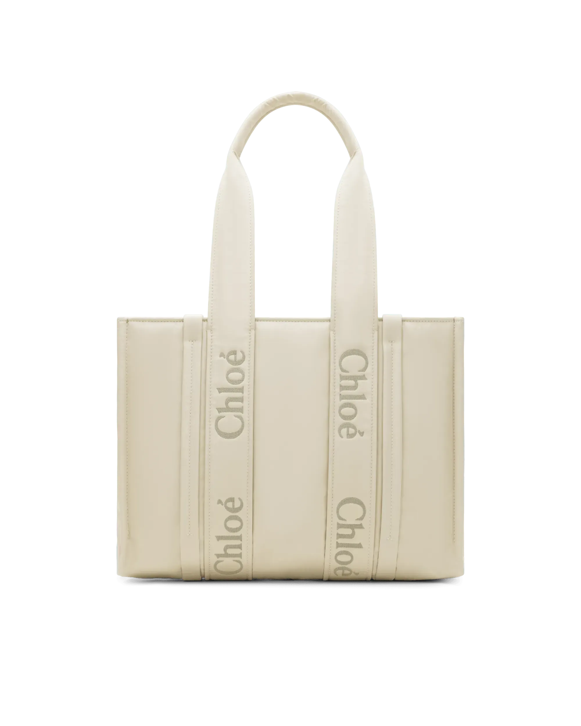 Woody Linen Leather Medium Tote Bag
