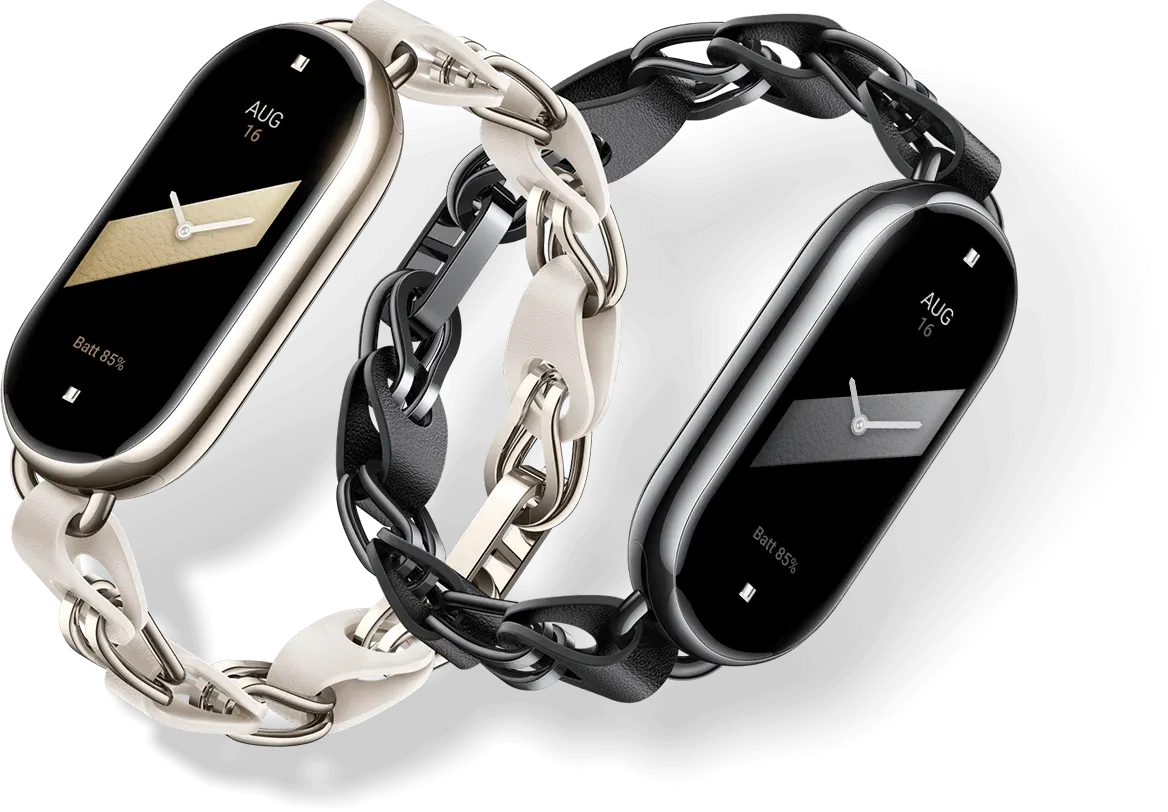 Xiaomi Smart Band 8 Leather and Metal Chain Strap