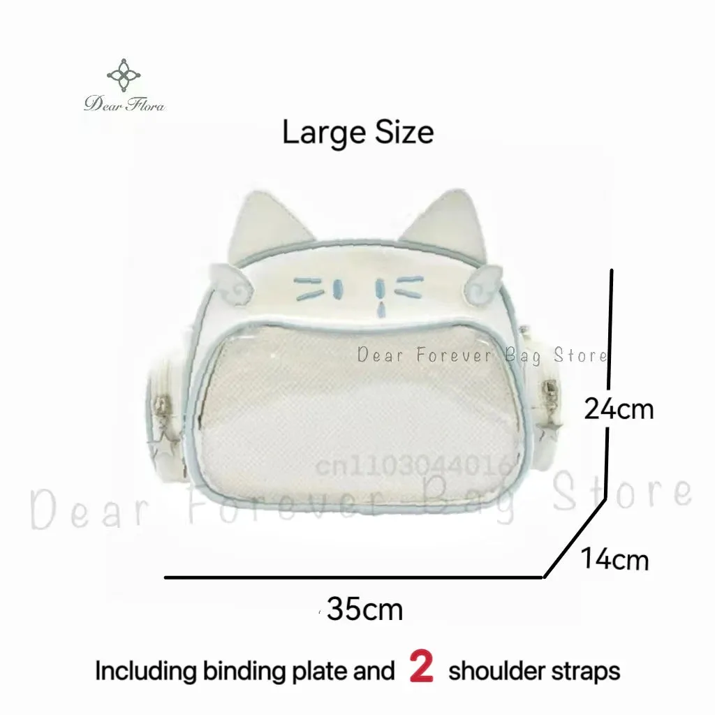 Y2K Korean Japan Kawaii Cat Ita Bag PU Cute Girls Transparent Pocket Aesthetic Shoulder Crossbody Bags Women's Fashion Backpacks
