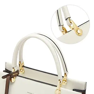 Zipper-Shut Leather Handbag Crossbody Bag - Brown/Coffee/Gray - One Size